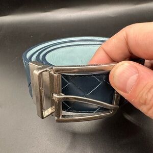 Bottega Veneta Reversible Intrecciato Woven Leather Belt with Silver Buckle EU95